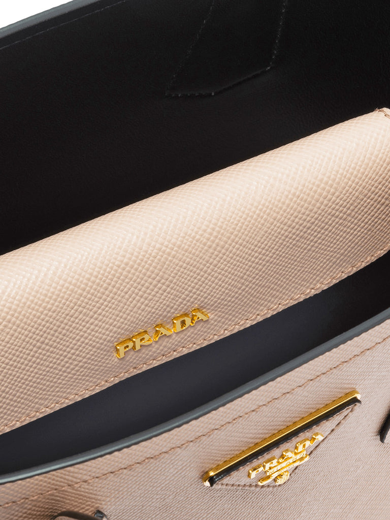 PP Small Saffiano Leather Double PP Bag in Powder Pink