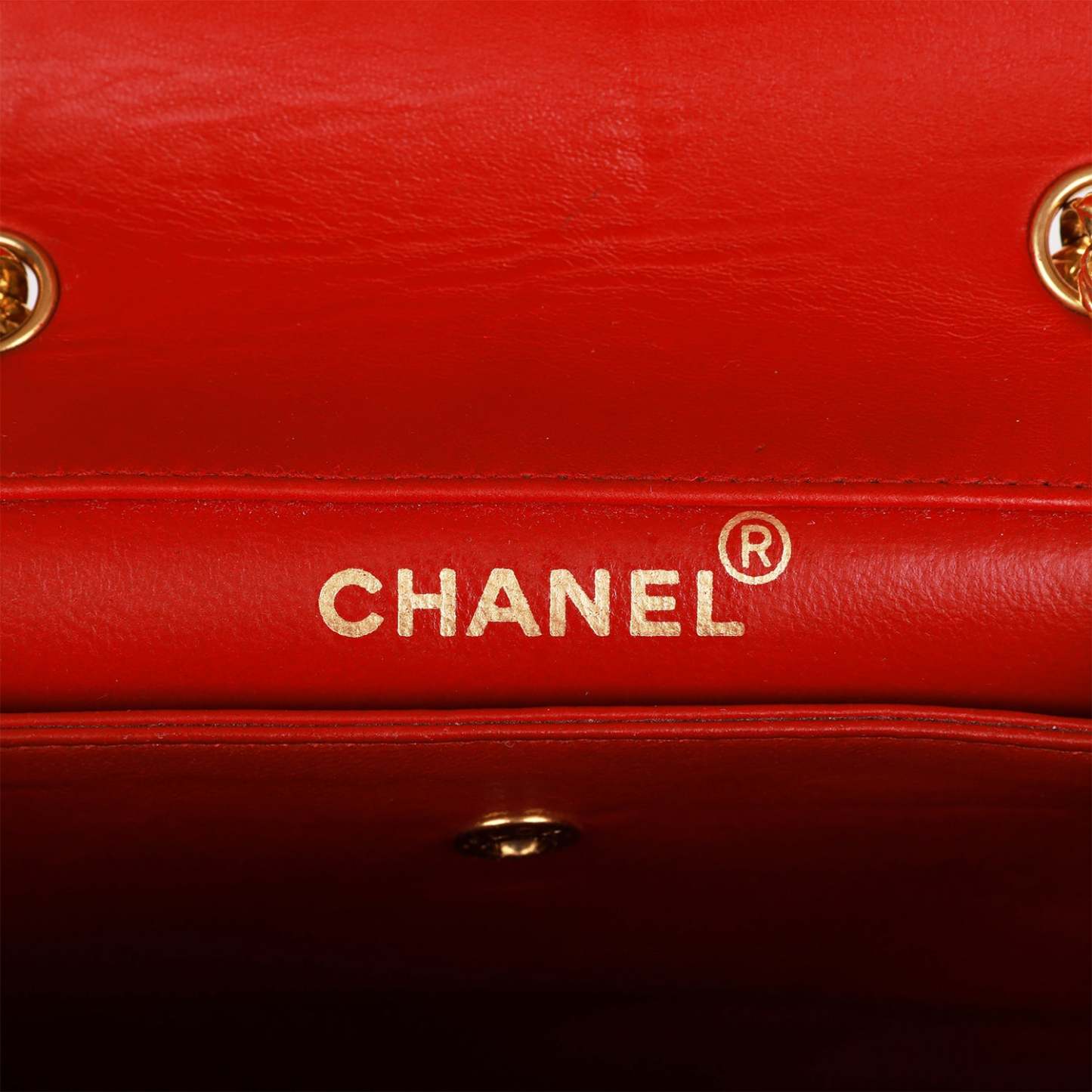 Vintage CC Trapeze Flap Bag Red Lambskin Gold Hardware