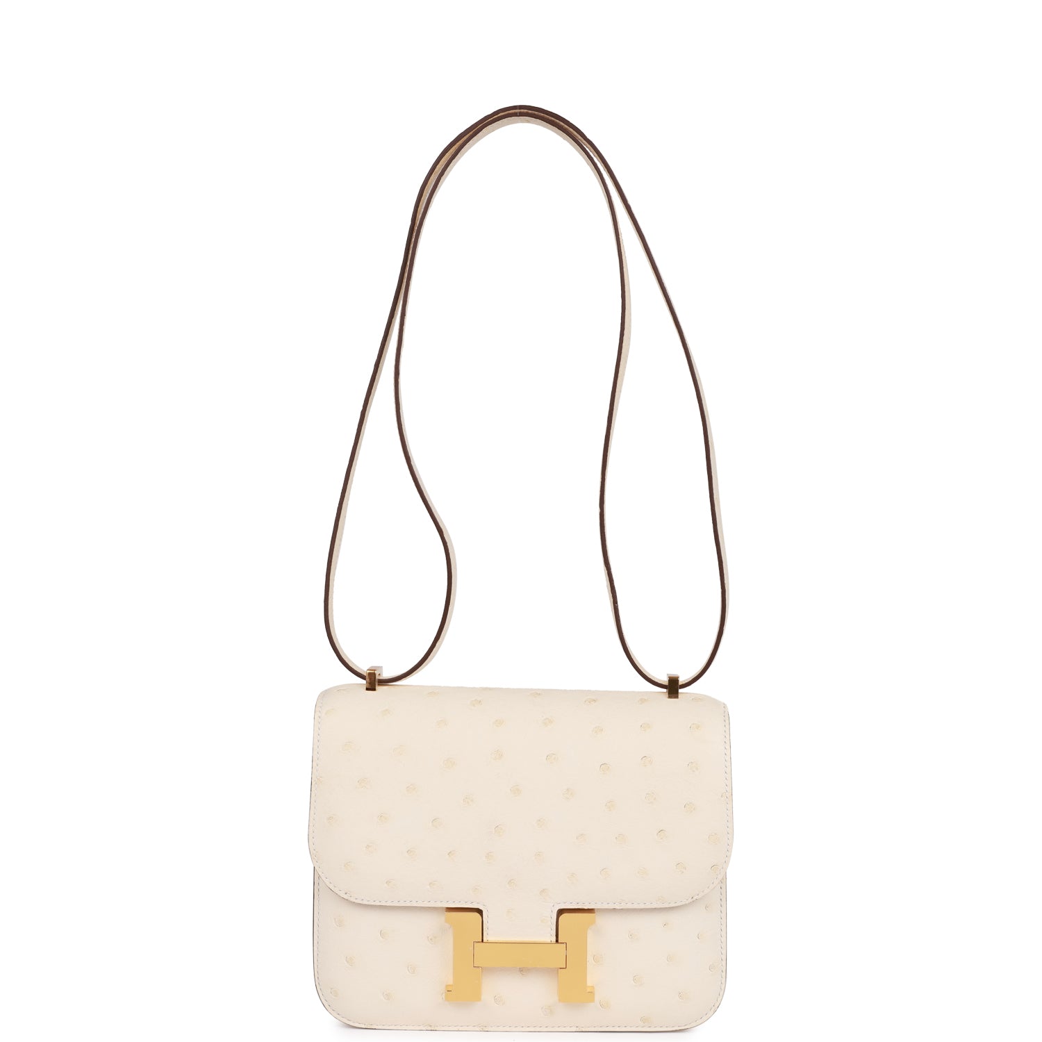H Constance 18 Nata Ostrich Gold Hardware
