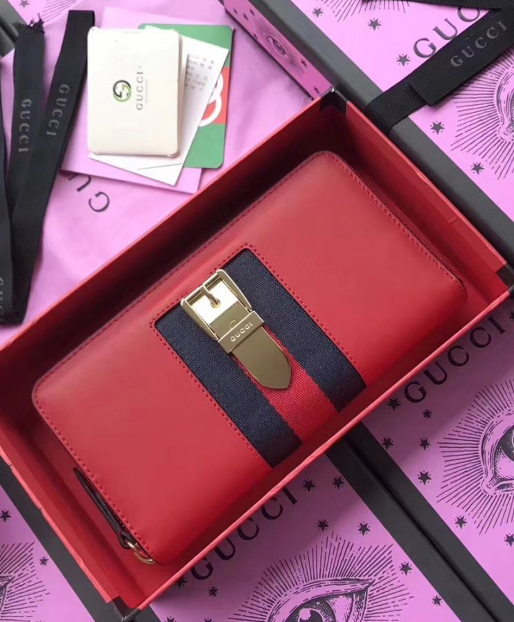 GG Sylvie leather zip around wallet 476083