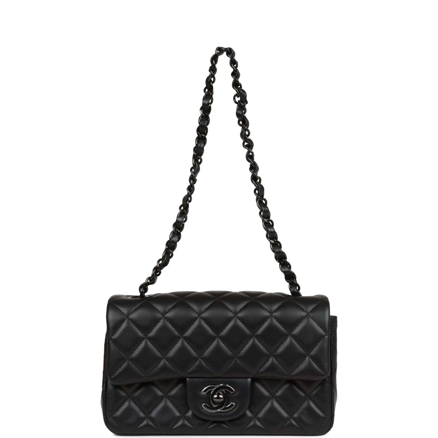 CC Mini Rectangular Flap Bag SO Black Lambskin Black Hardware for MR