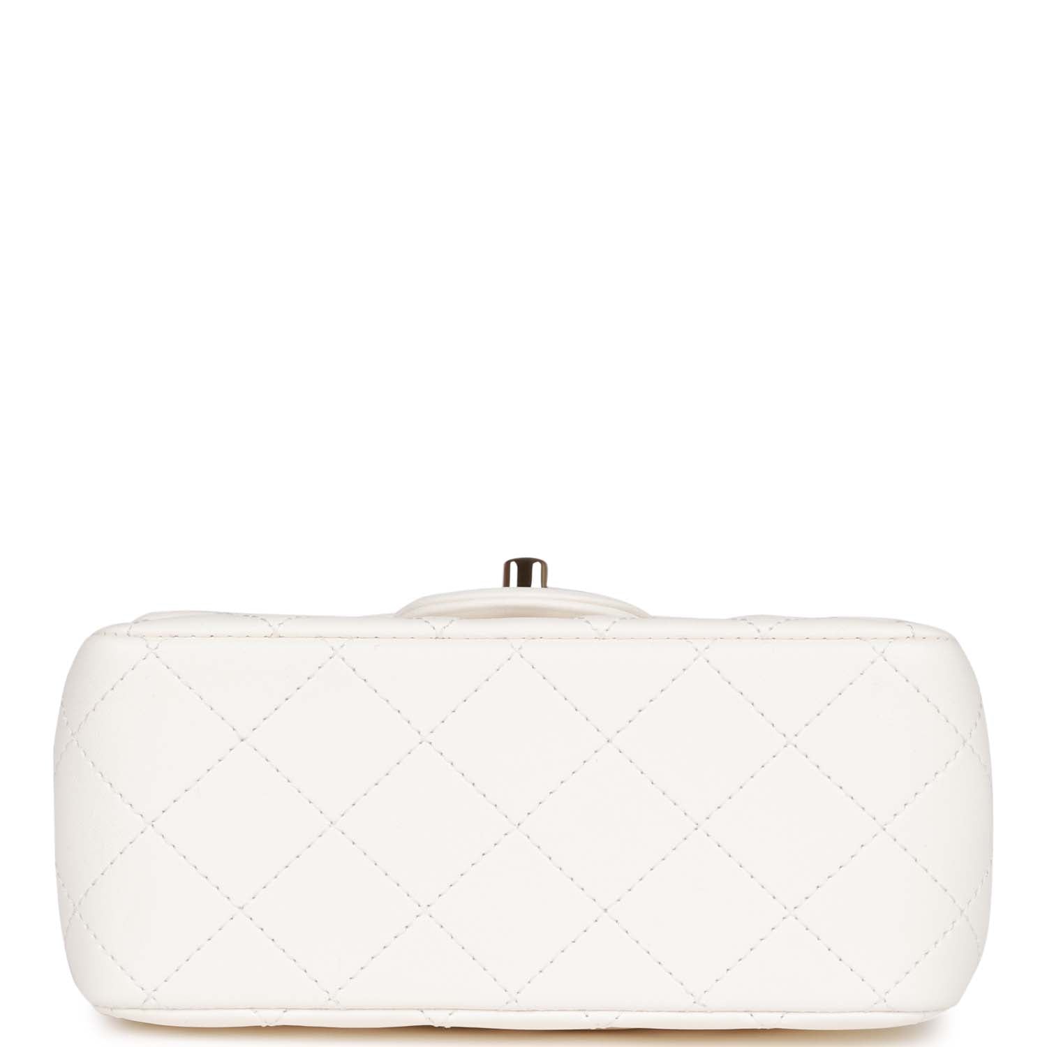 CC Pearl Crush Mini Square Flap Bag White Lambskin Light Gold Hardware