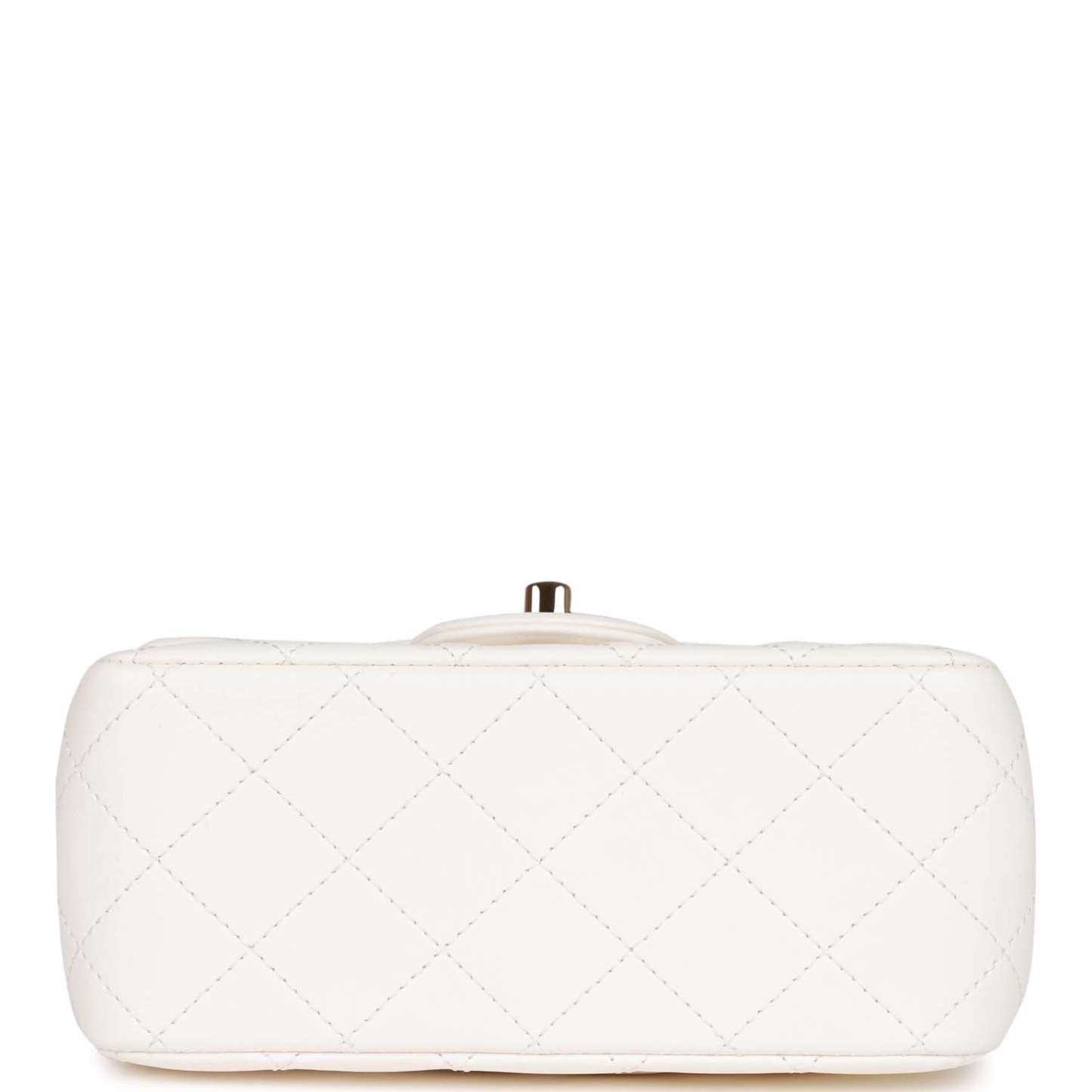 CC Pearl Crush Mini Square Flap Bag White Lambskin Light Gold Hardware
