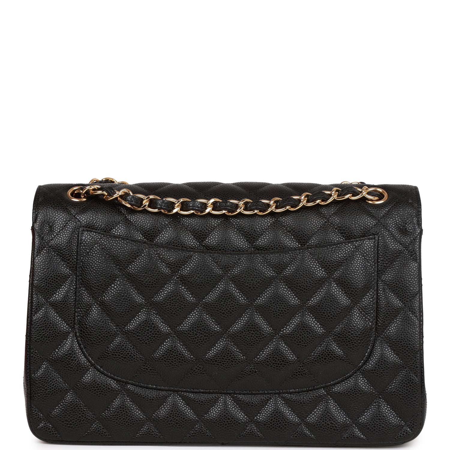 CC Jumbo Classic Double Flap Bag Black Caviar Gold Hardware