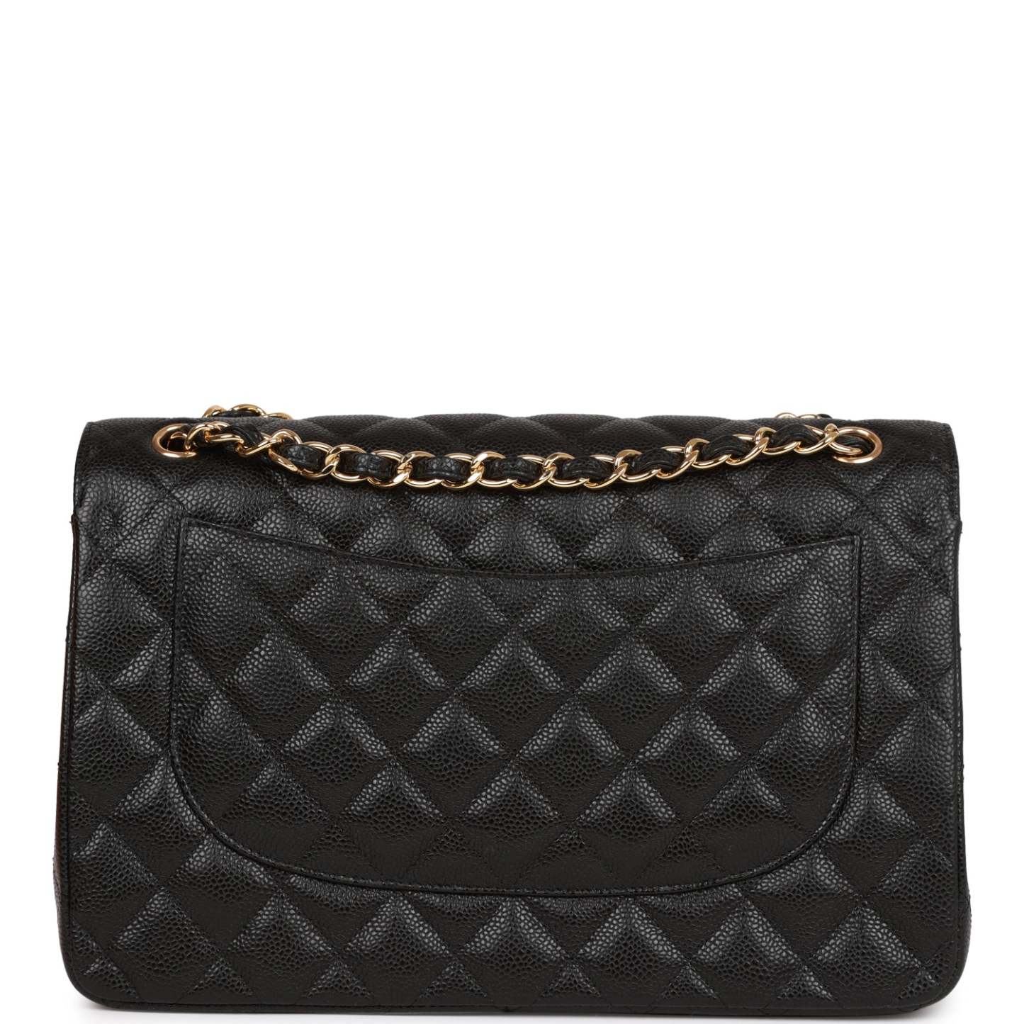 CC Jumbo Classic Double Flap Bag Black Caviar Gold Hardware