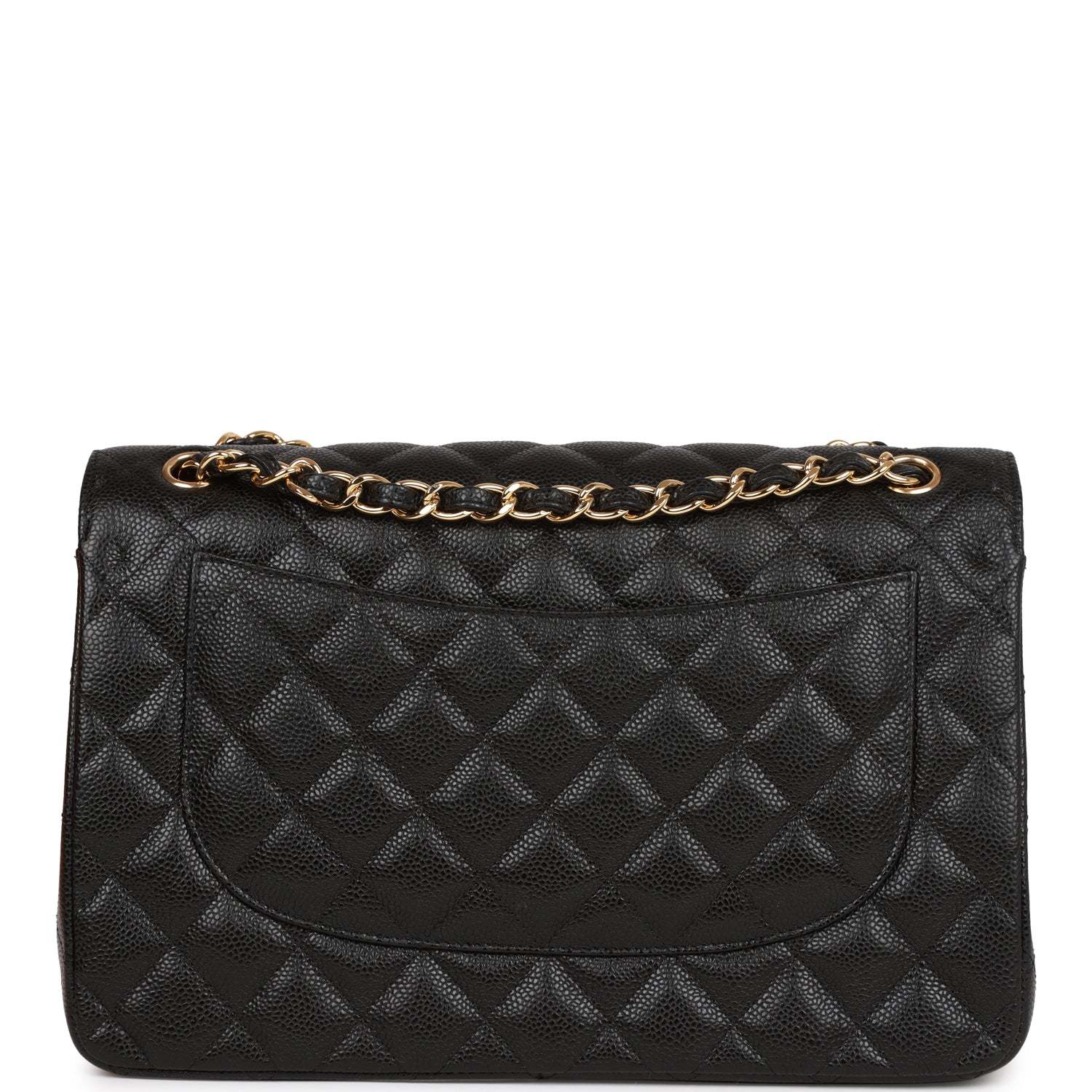 CC Jumbo Classic Double Flap Bag Black Caviar Gold Hardware