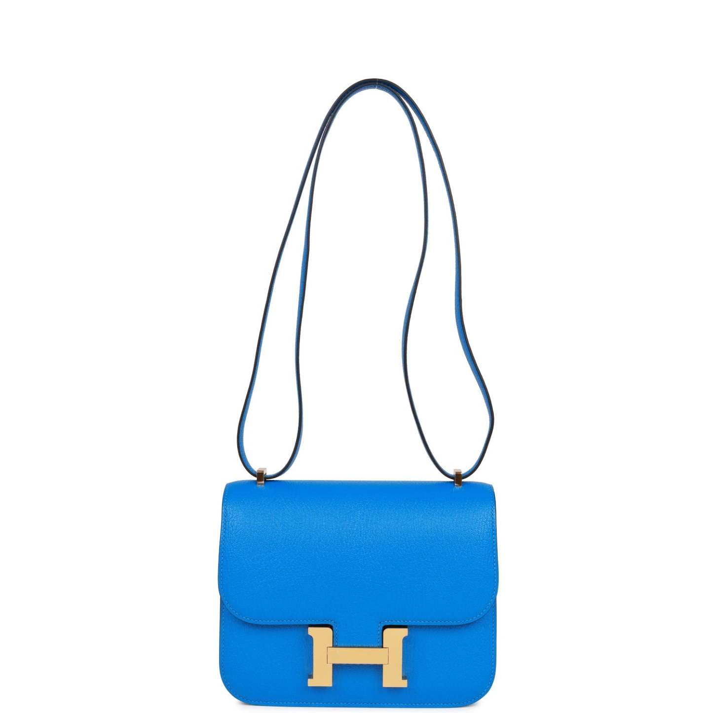 H Constance 18 Bleu Hydra Chevre Gold Hardware