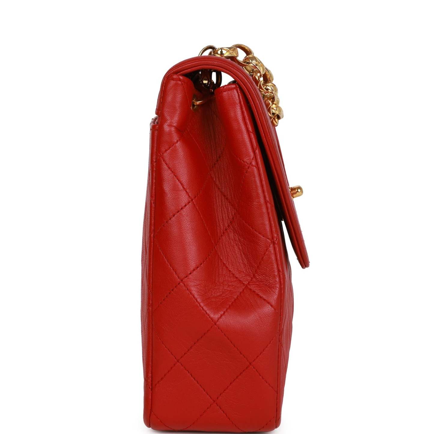 Vintage CC Trapeze Flap Bag Red Lambskin Gold Hardware