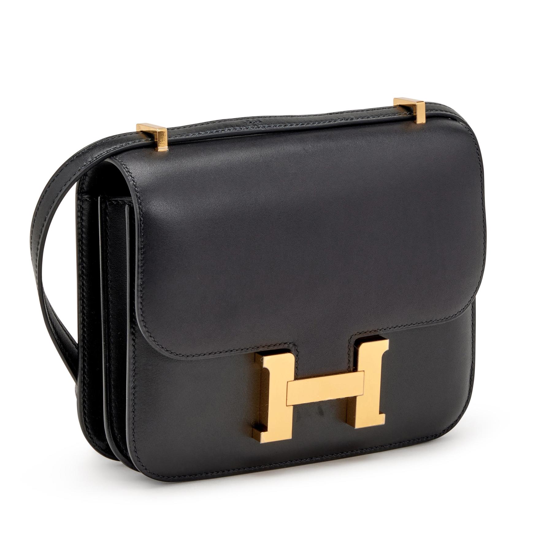 H Constance Bag 18 Black Epsom Gold Hardware