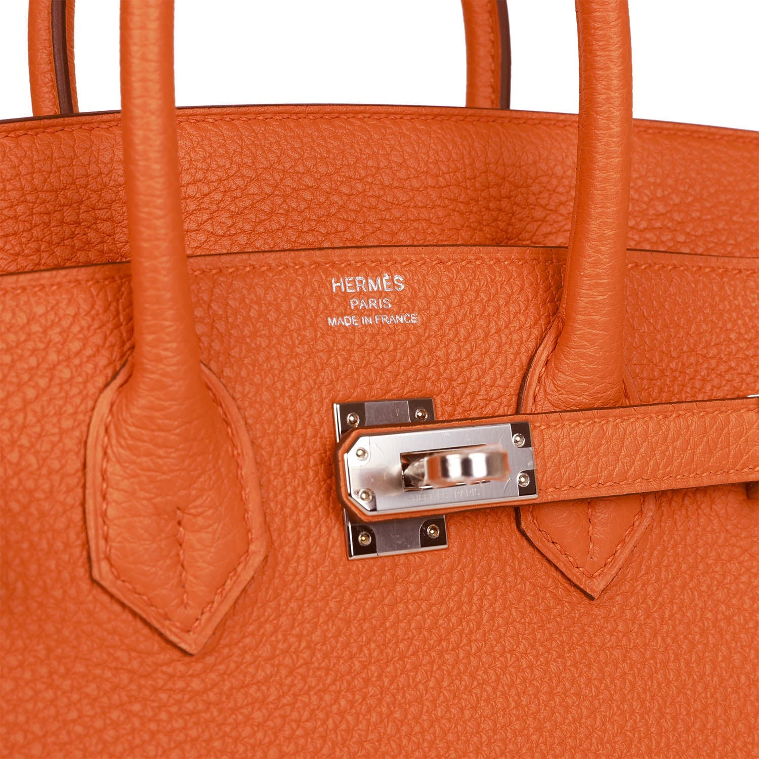 H Birkin 25 Orange Togo Palladium Hardware