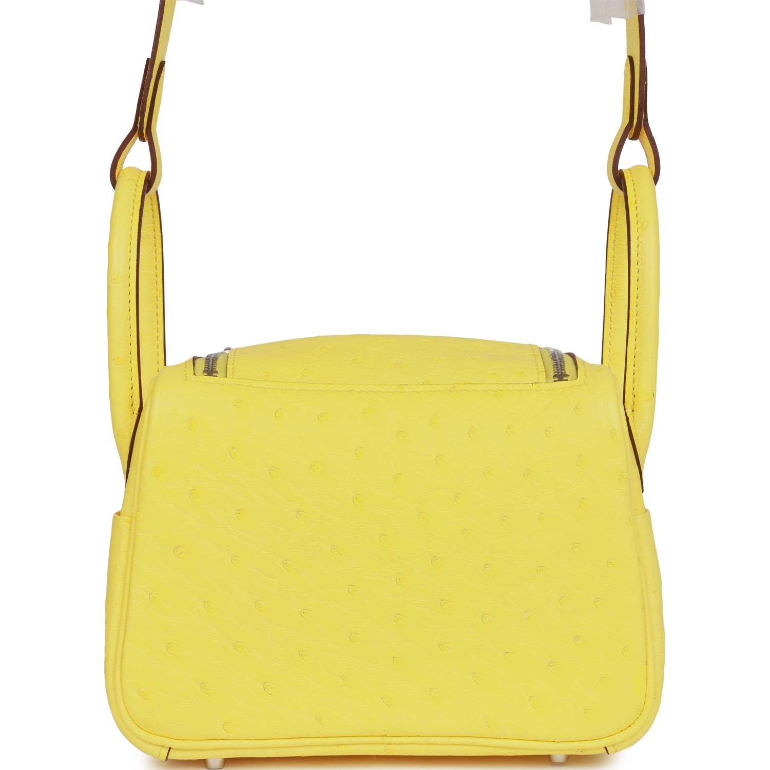 H Mini Lindy Jaune Citron Ostrich Palladium Hardware