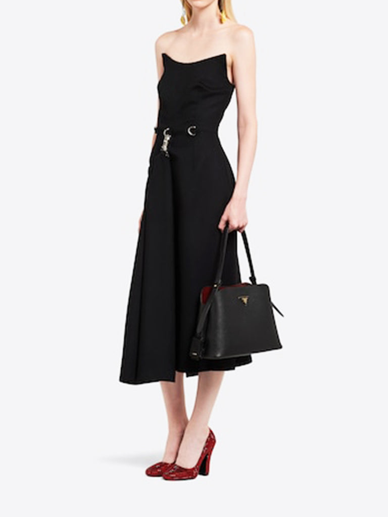 PP Saffiano Leather PP Matin??e Bag in Black