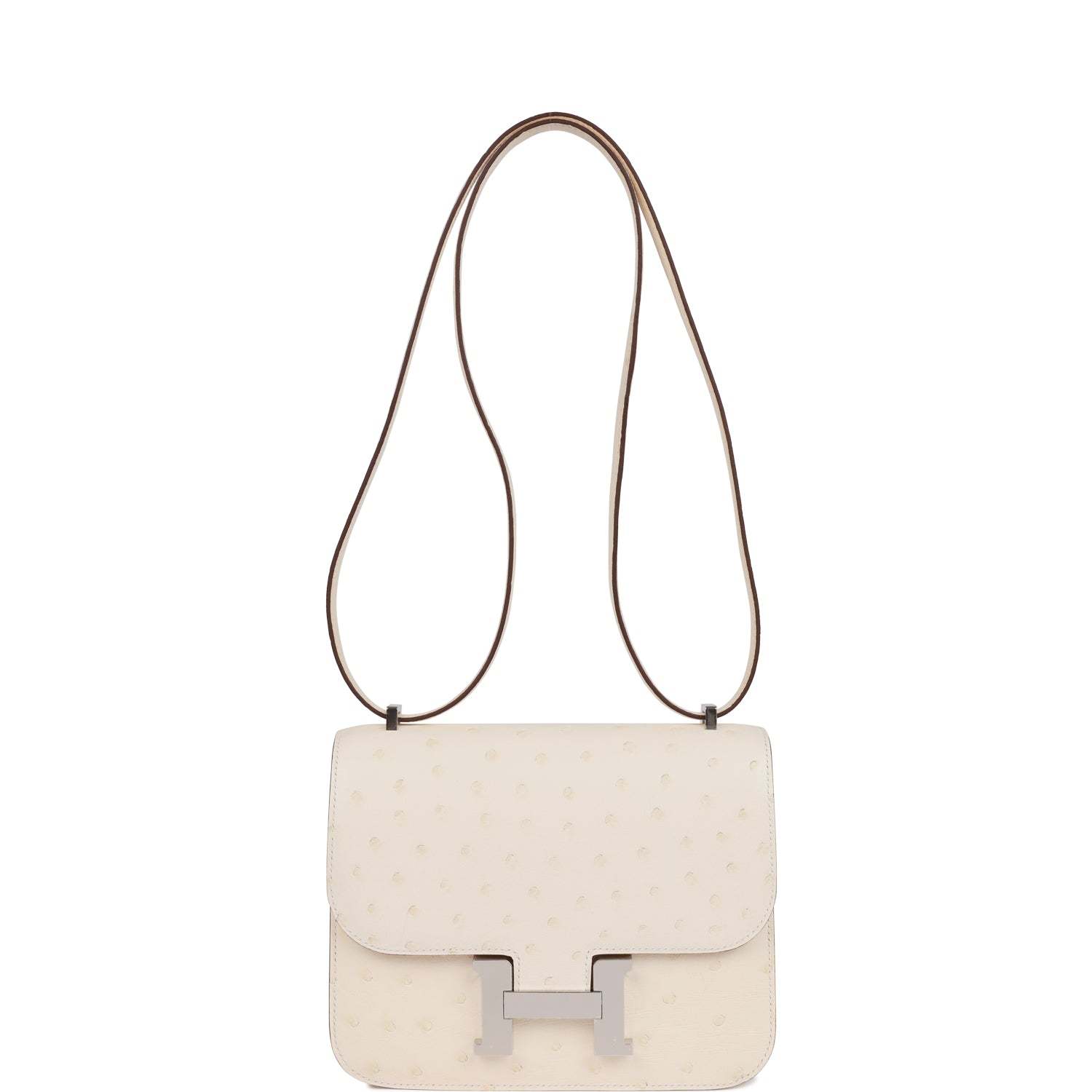 H Constance 18 Nata Ostrich Palladium Hardware