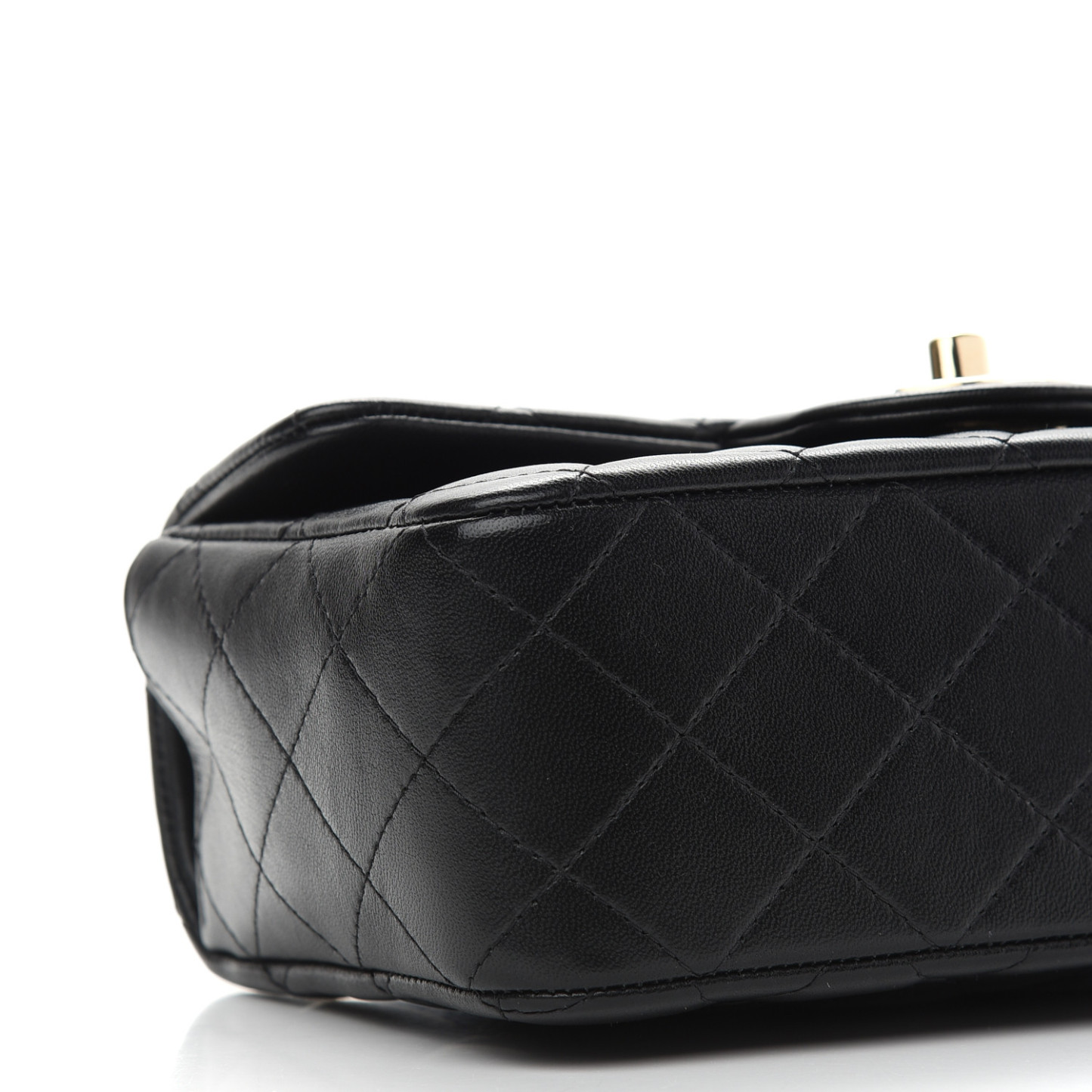 CC Lambskin Quilted Mini Top Handle Rectangular Flap in Black