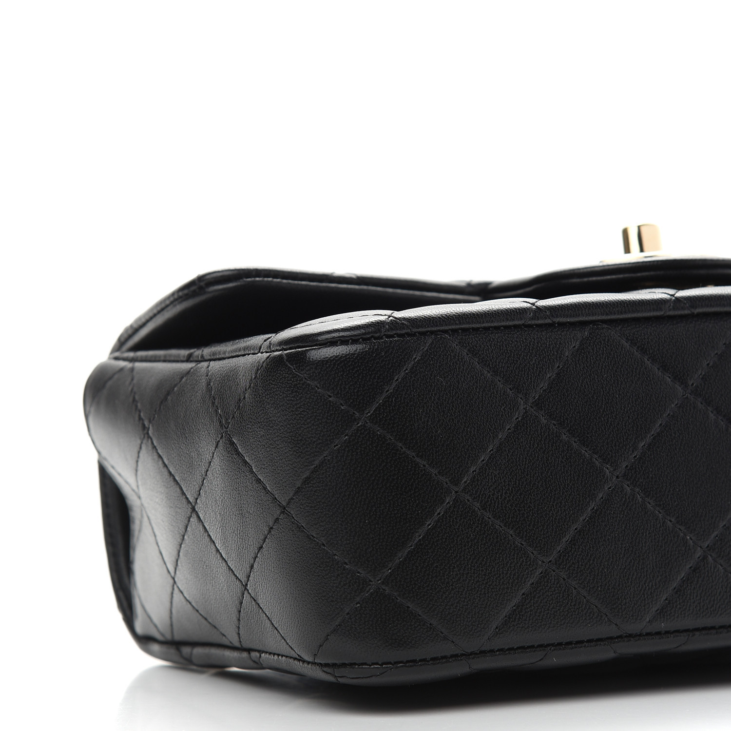 CC Lambskin Quilted Mini Top Handle Rectangular Flap in Black