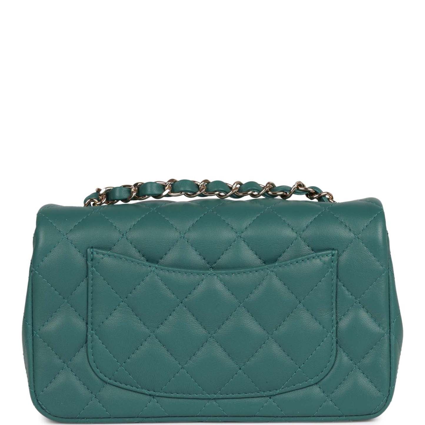 CC Mini Rectangular Flap Bag Green Lambskin Light Gold Hardware