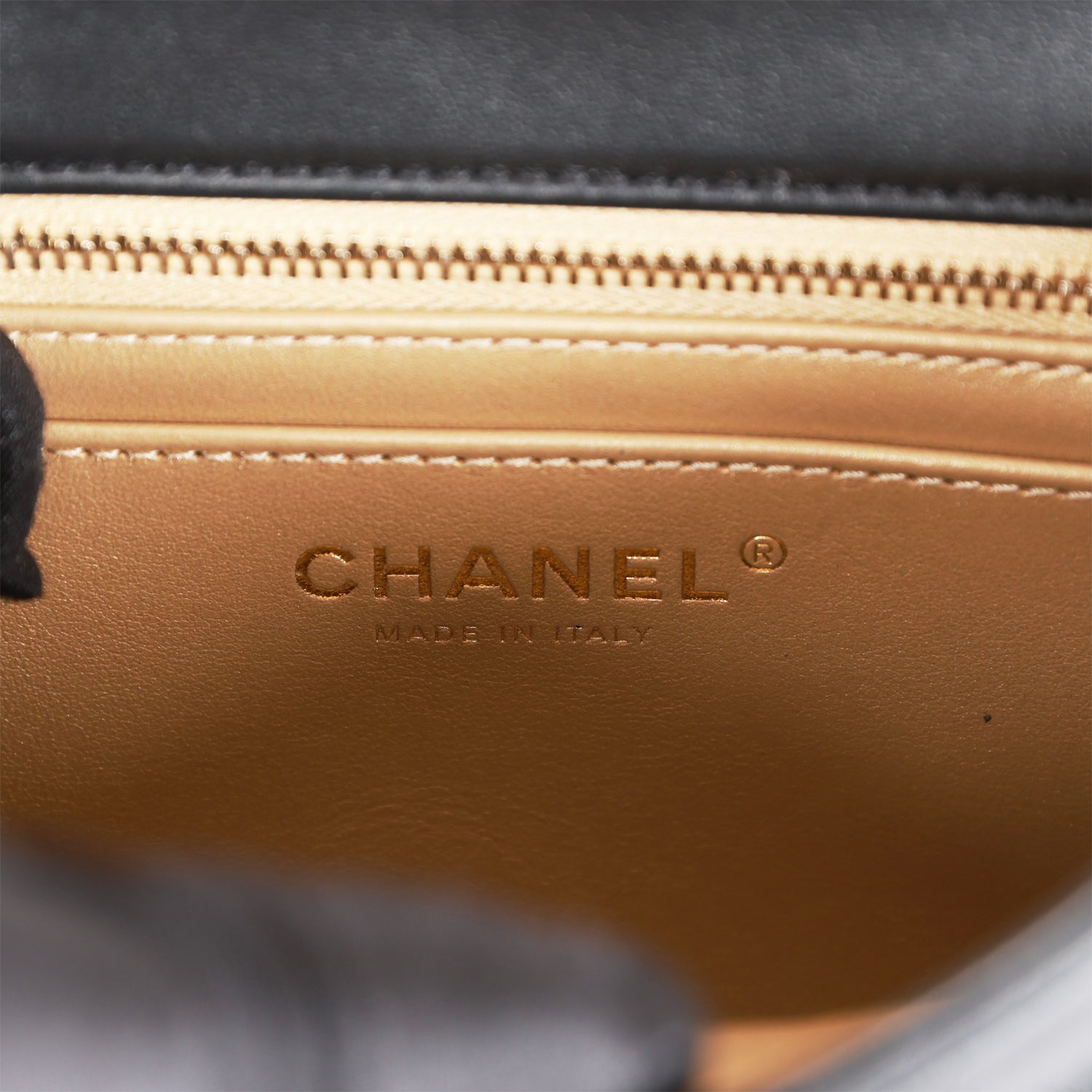 CC Pearl Crush Mini Square Flap Bag Black Lambskin Antique Gold Hardware