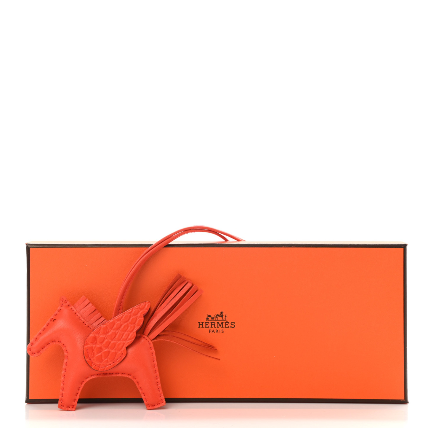 H Milo Lambskin Matte Alligator Touch Grigri Rodeo Pegase Horse Bag Charm PM Orange Poppy Capucine