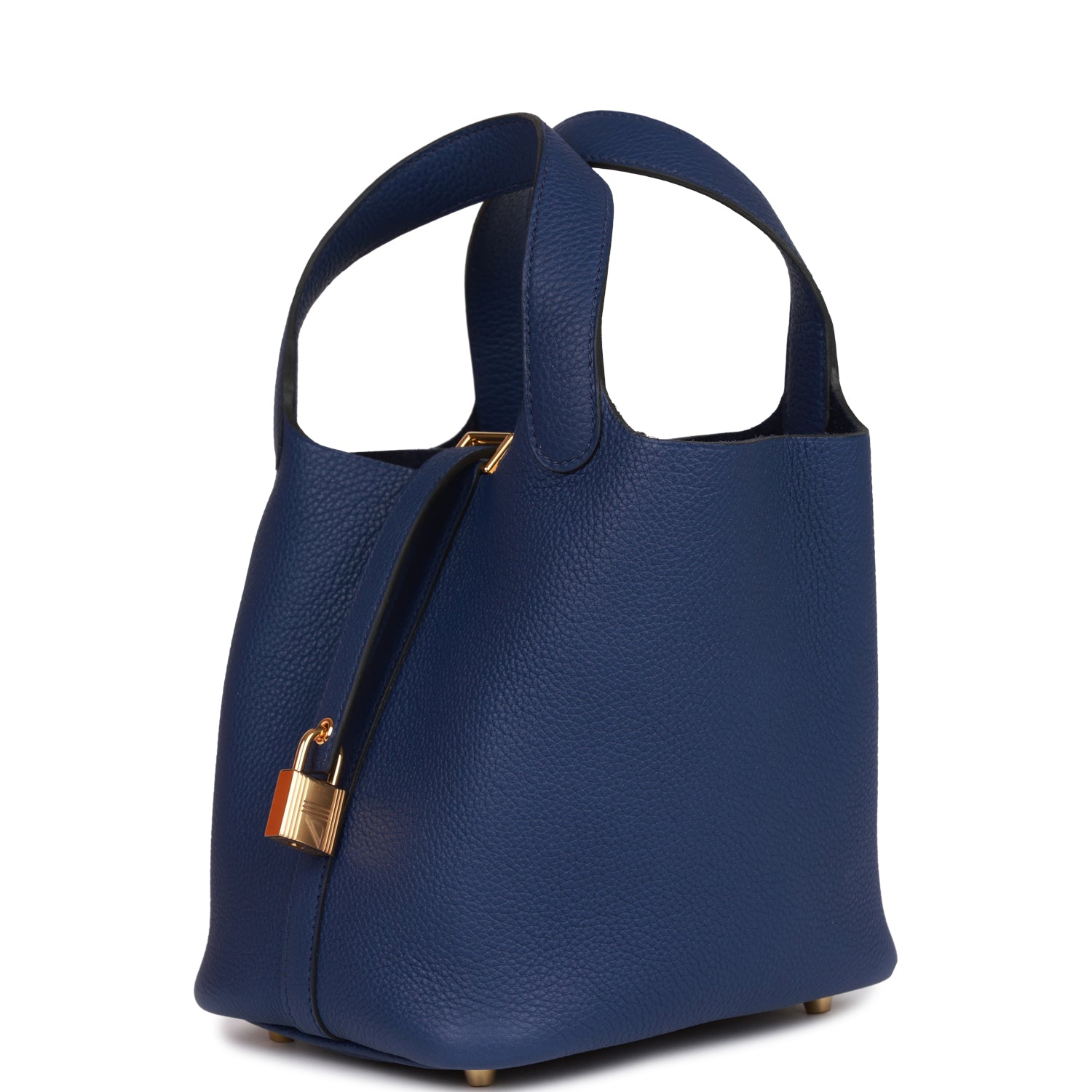 H Picotin Lock 18 Bleu Saphir Clemence Gold Hardware
