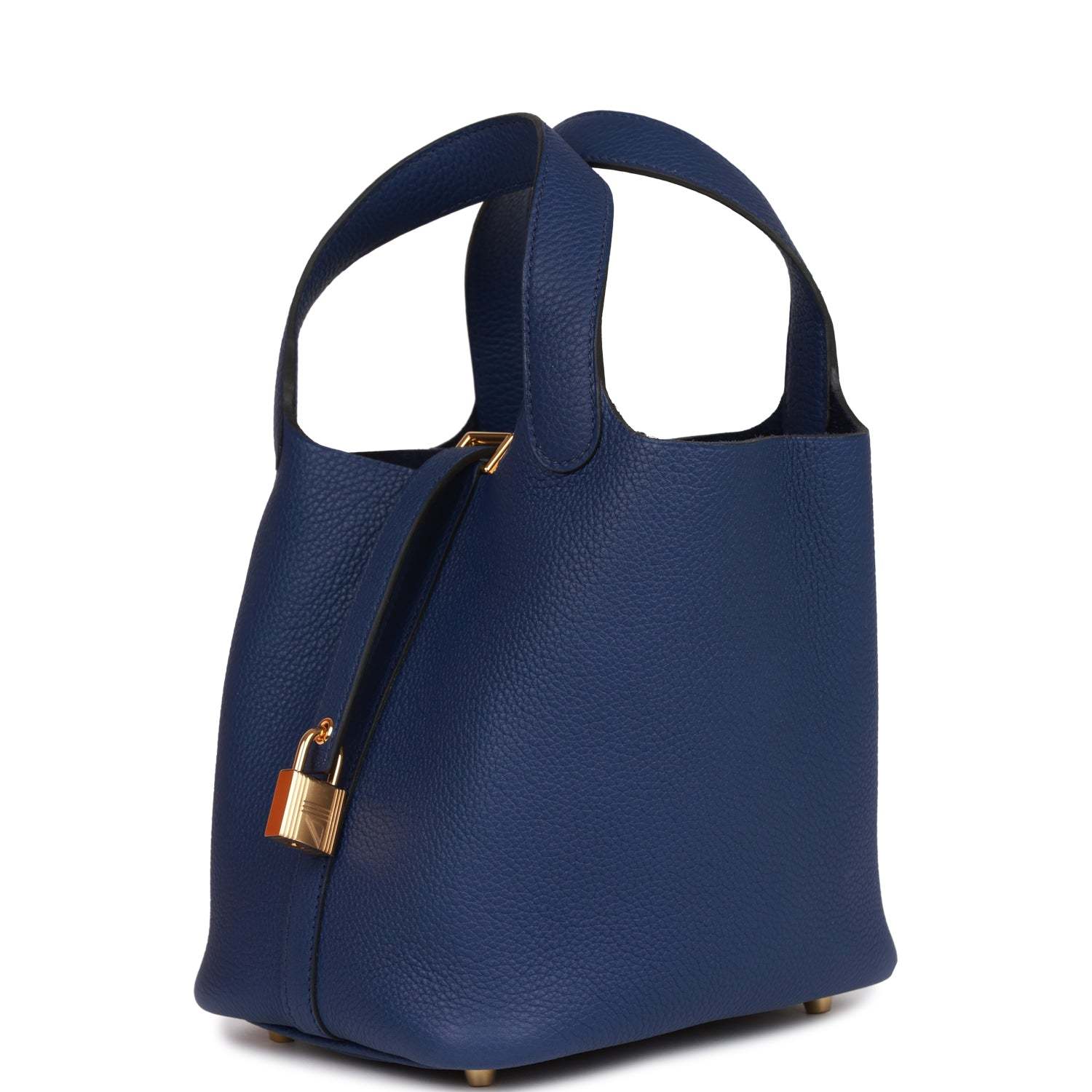 H Picotin Lock 18 Bleu Saphir Clemence Gold Hardware