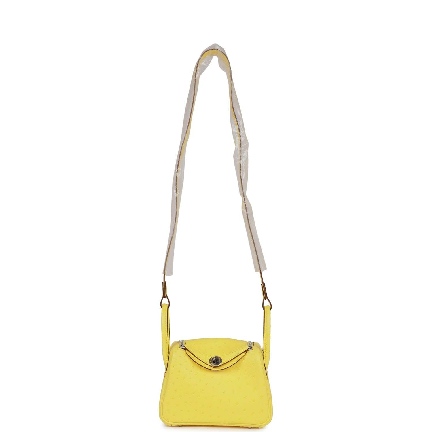 H Mini Lindy Jaune Citron Ostrich Palladium Hardware