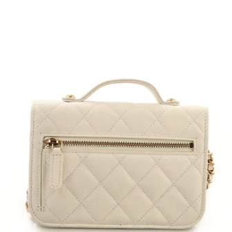 CC Business Affinity Flap Clutch with Chain Quilted Caviar