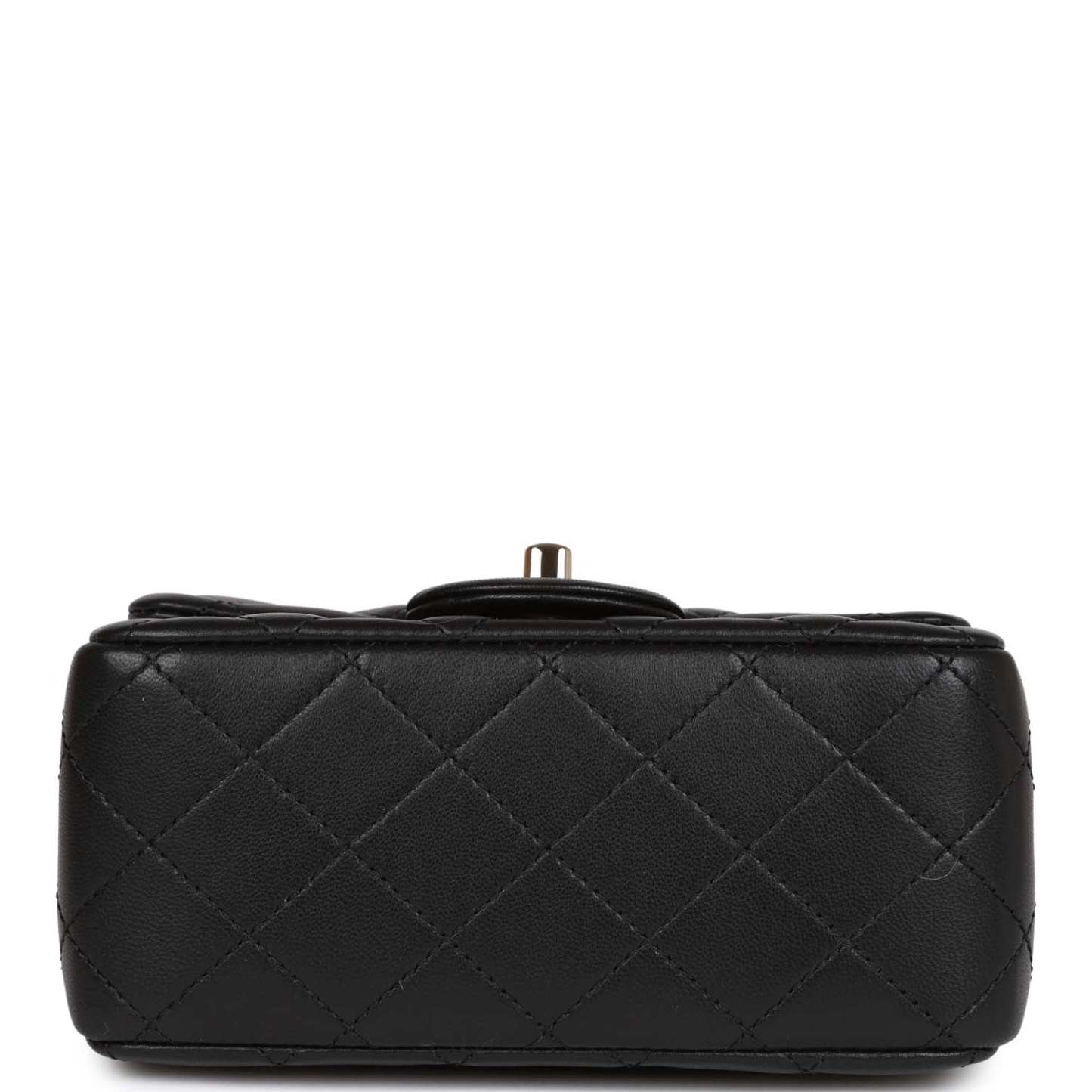 CC Pearl Crush Mini Square Flap Bag Black Lambskin Light Gold Hardware