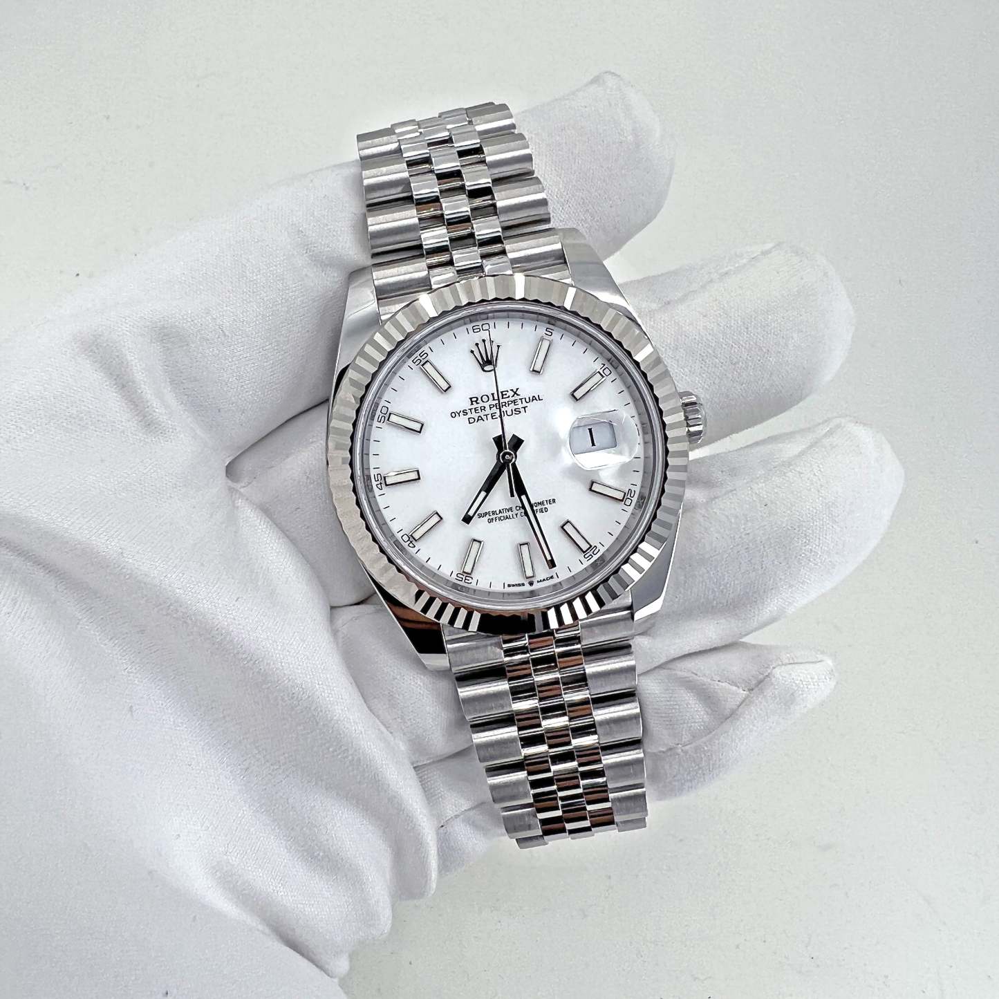 Rolex Datejust 41 Oystersteel and 18K White Gold 41 mm White Dial,  Ref# 126334-0010