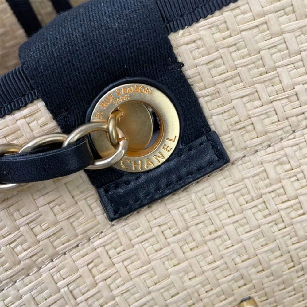 CC Deauville Tote Woven Chain Leather Logo 21S