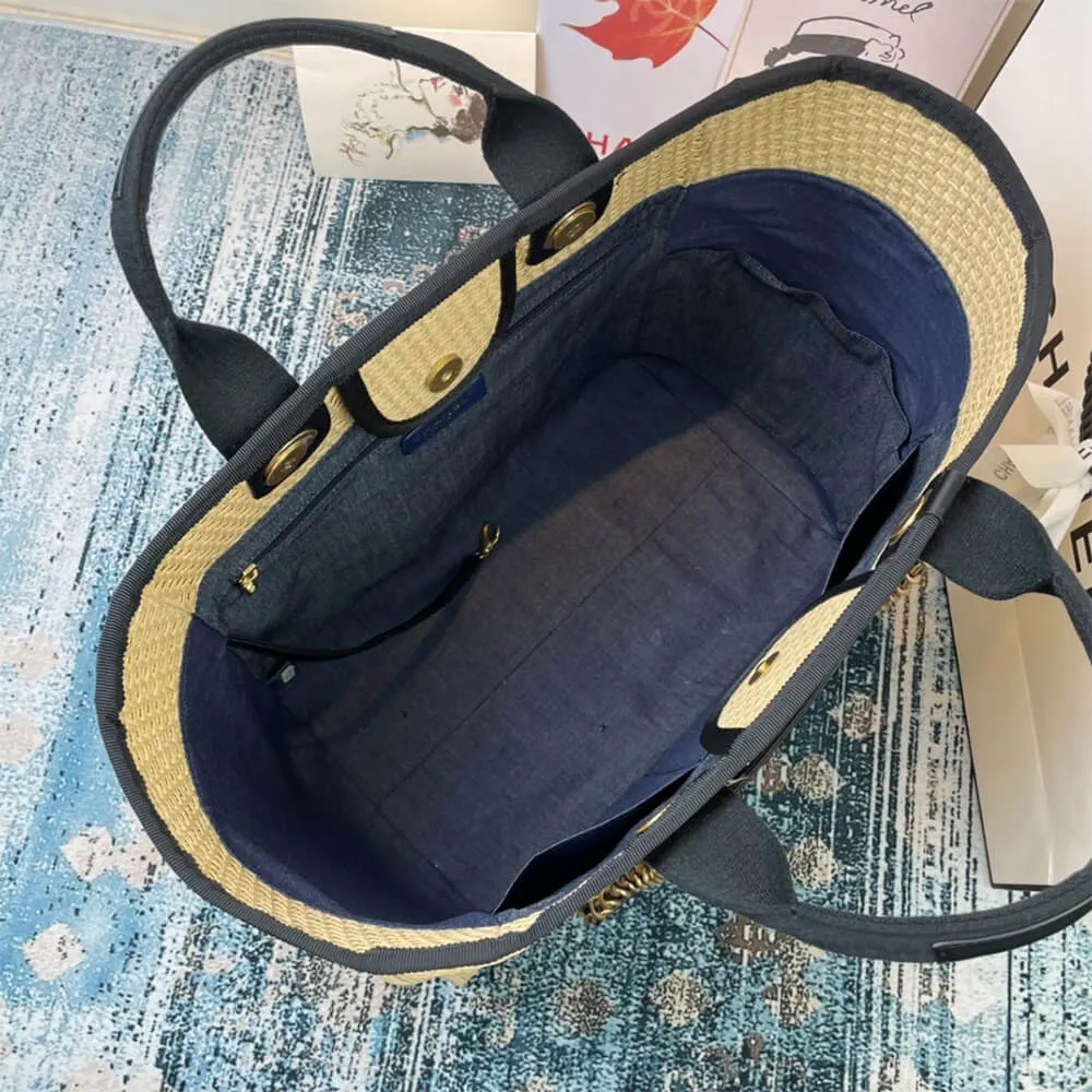 CC Deauville Tote Woven Chain Leather Logo 21S