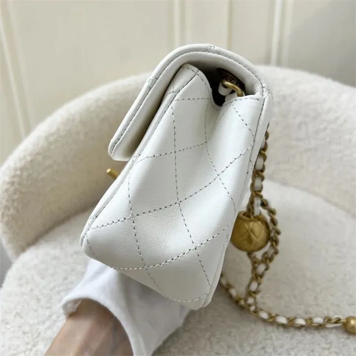Cc Flap Bag Pearl Crush White lambskin size: 20 cm