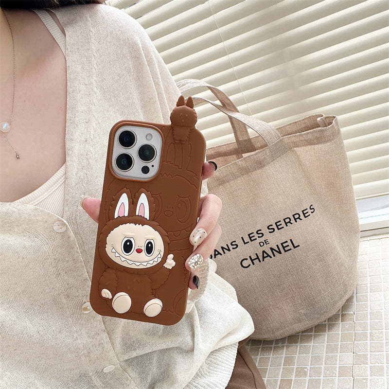 cute-cartoon-labubu-3d-silicon-case-brown-pink-iphone-case-6607
