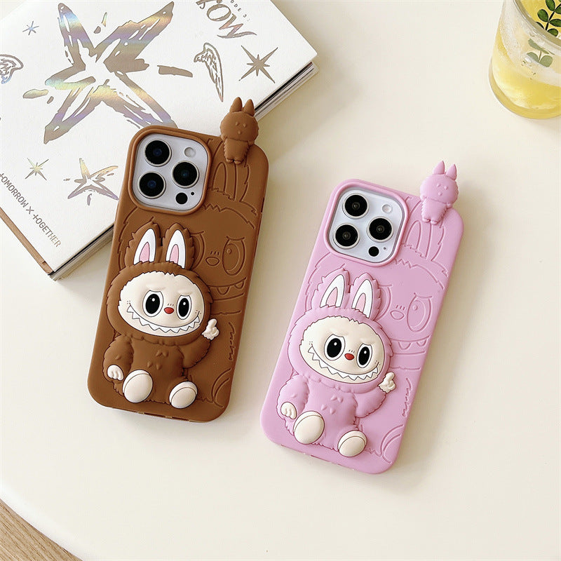 cute-cartoon-labubu-3d-silicon-case-brown-pink-iphone-case-6607
