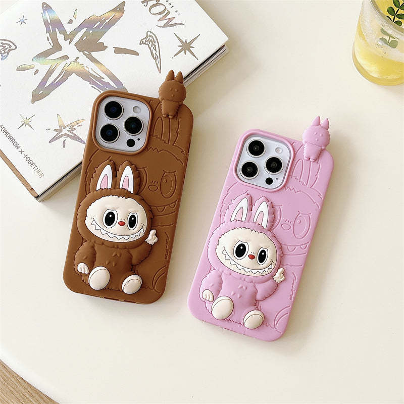 cute-cartoon-labubu-3d-silicon-case-brown-pink-iphone-case-6607
