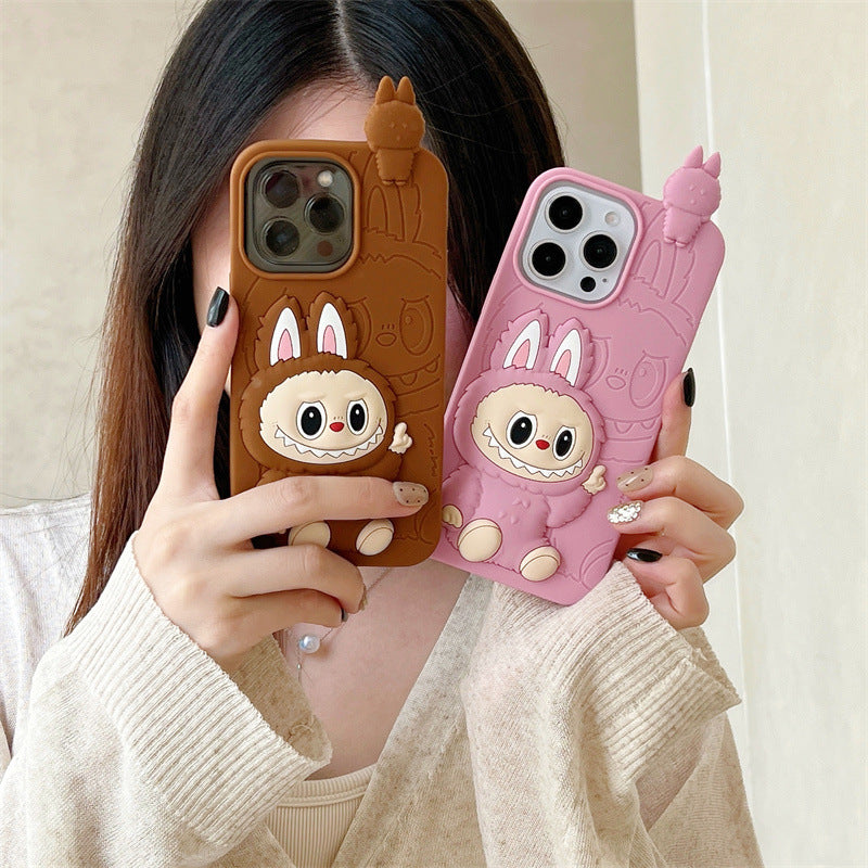 cute-cartoon-labubu-3d-silicon-case-brown-pink-iphone-case-6607