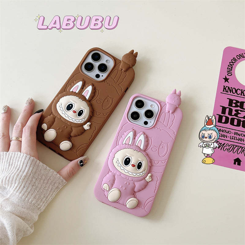 cute-cartoon-labubu-3d-silicon-case-brown-pink-iphone-case-6607