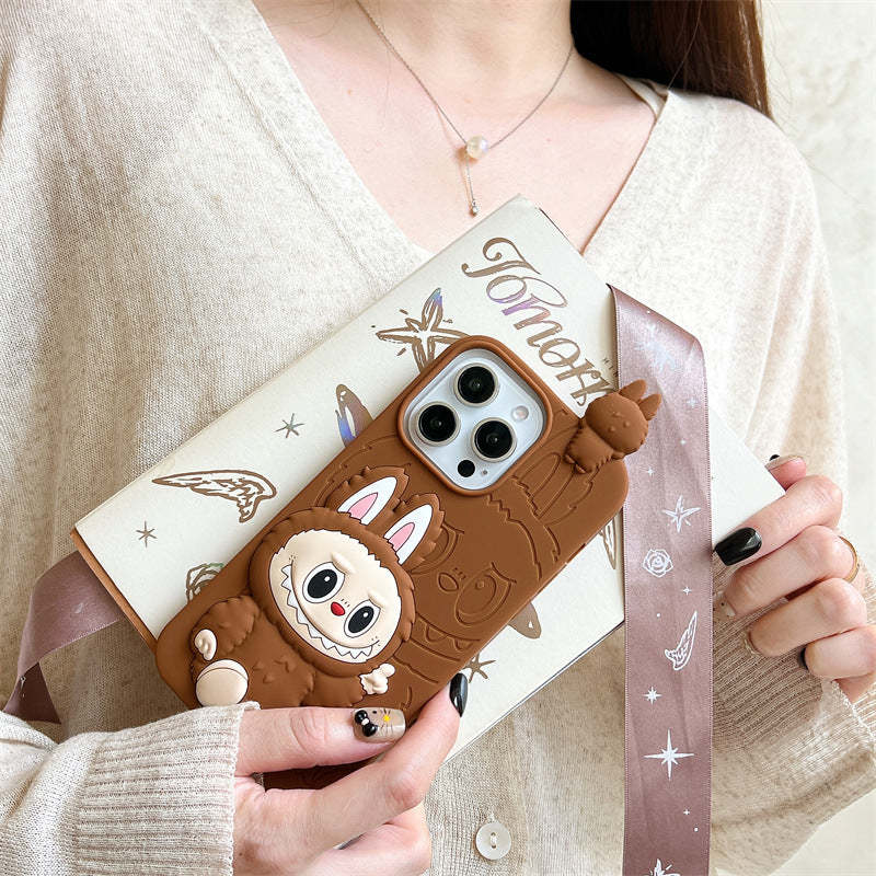cute-cartoon-labubu-3d-silicon-case-brown-pink-iphone-case-6607