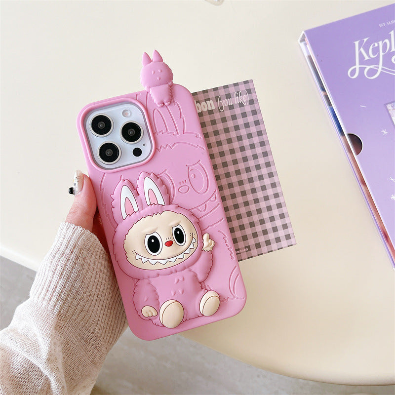 cute-cartoon-labubu-3d-silicon-case-brown-pink-iphone-case-6607