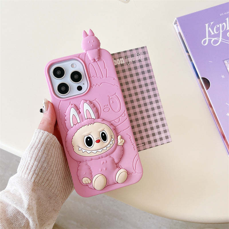cute-cartoon-labubu-3d-silicon-case-brown-pink-iphone-case-6607