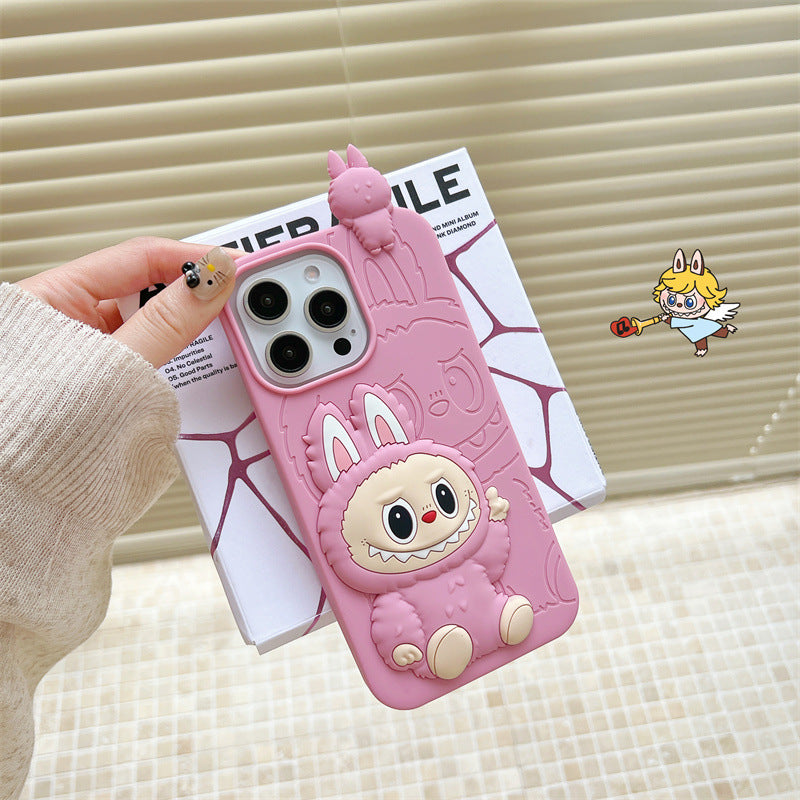 cute-cartoon-labubu-3d-silicon-case-brown-pink-iphone-case-6607