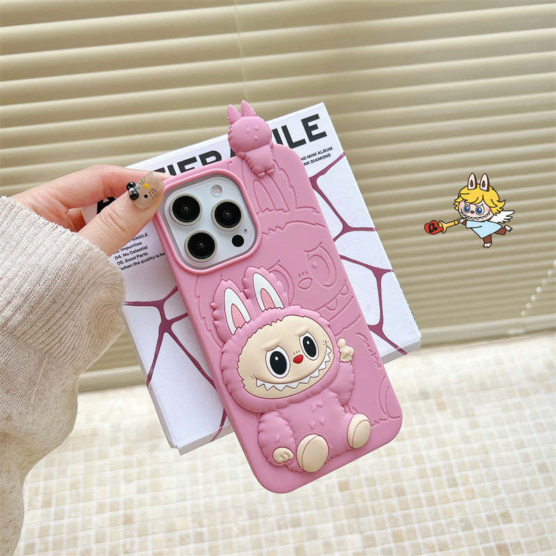 cute-cartoon-labubu-3d-silicon-case-brown-pink-iphone-case-6607