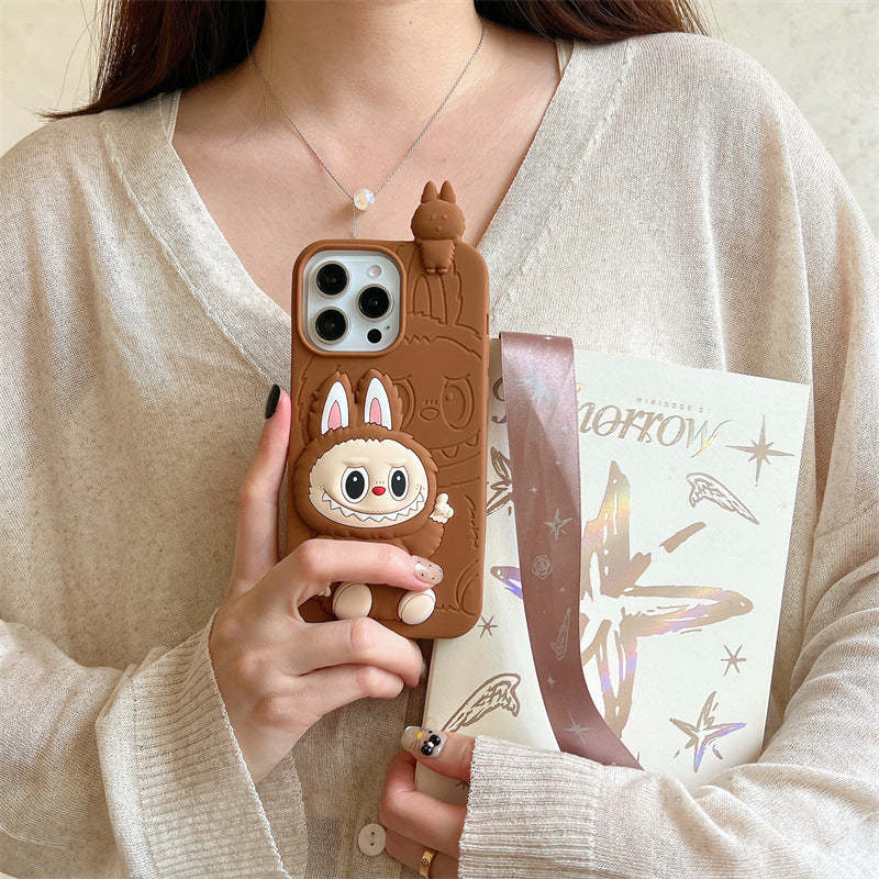 cute-cartoon-labubu-3d-silicon-case-brown-pink-iphone-case-6607
