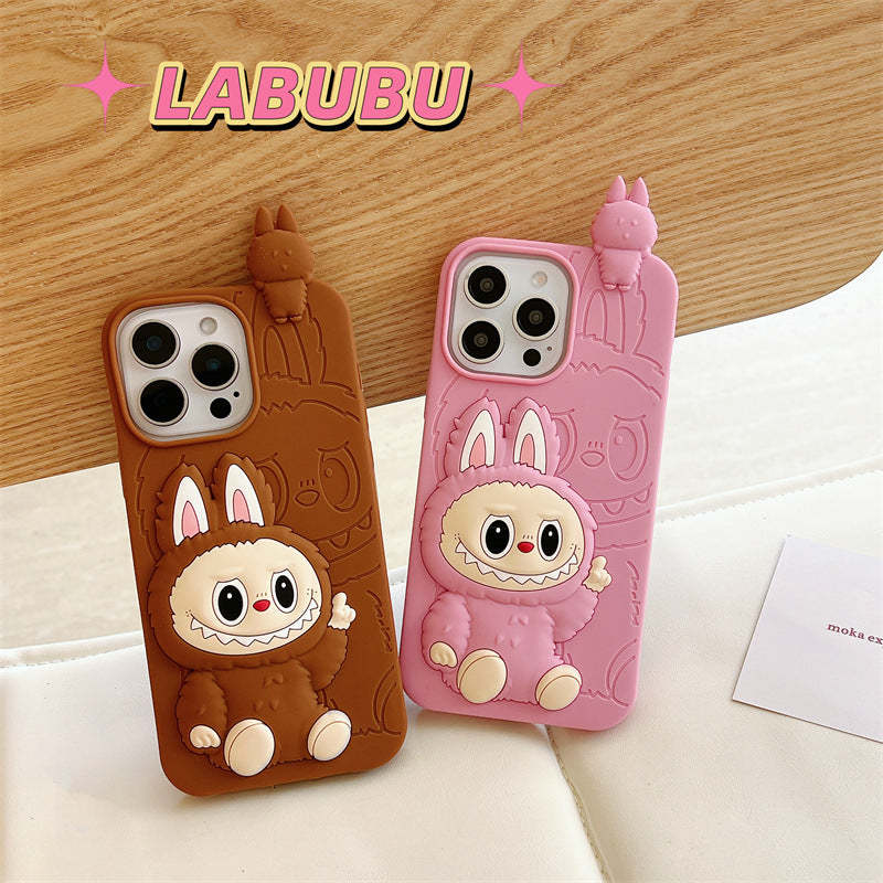 cute-cartoon-labubu-3d-silicon-case-brown-pink-iphone-case-6607