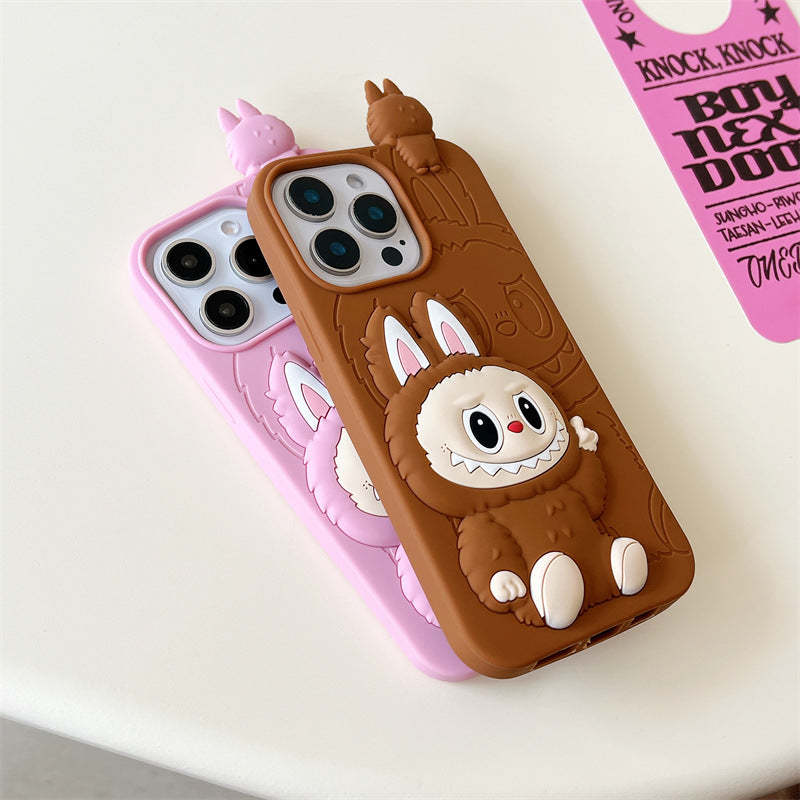 cute-cartoon-labubu-3d-silicon-case-brown-pink-iphone-case-6607