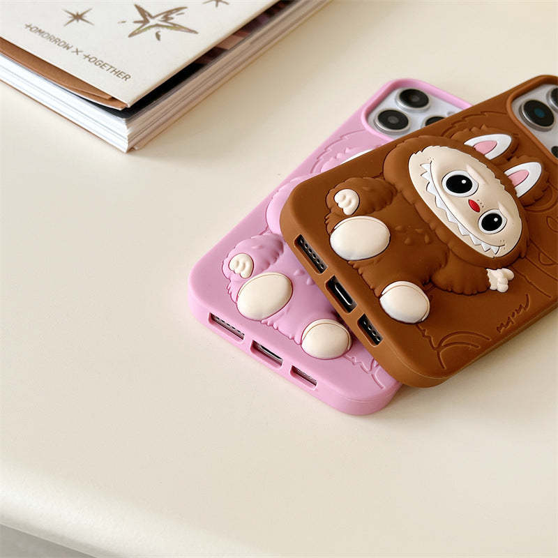 cute-cartoon-labubu-3d-silicon-case-brown-pink-iphone-case-6607