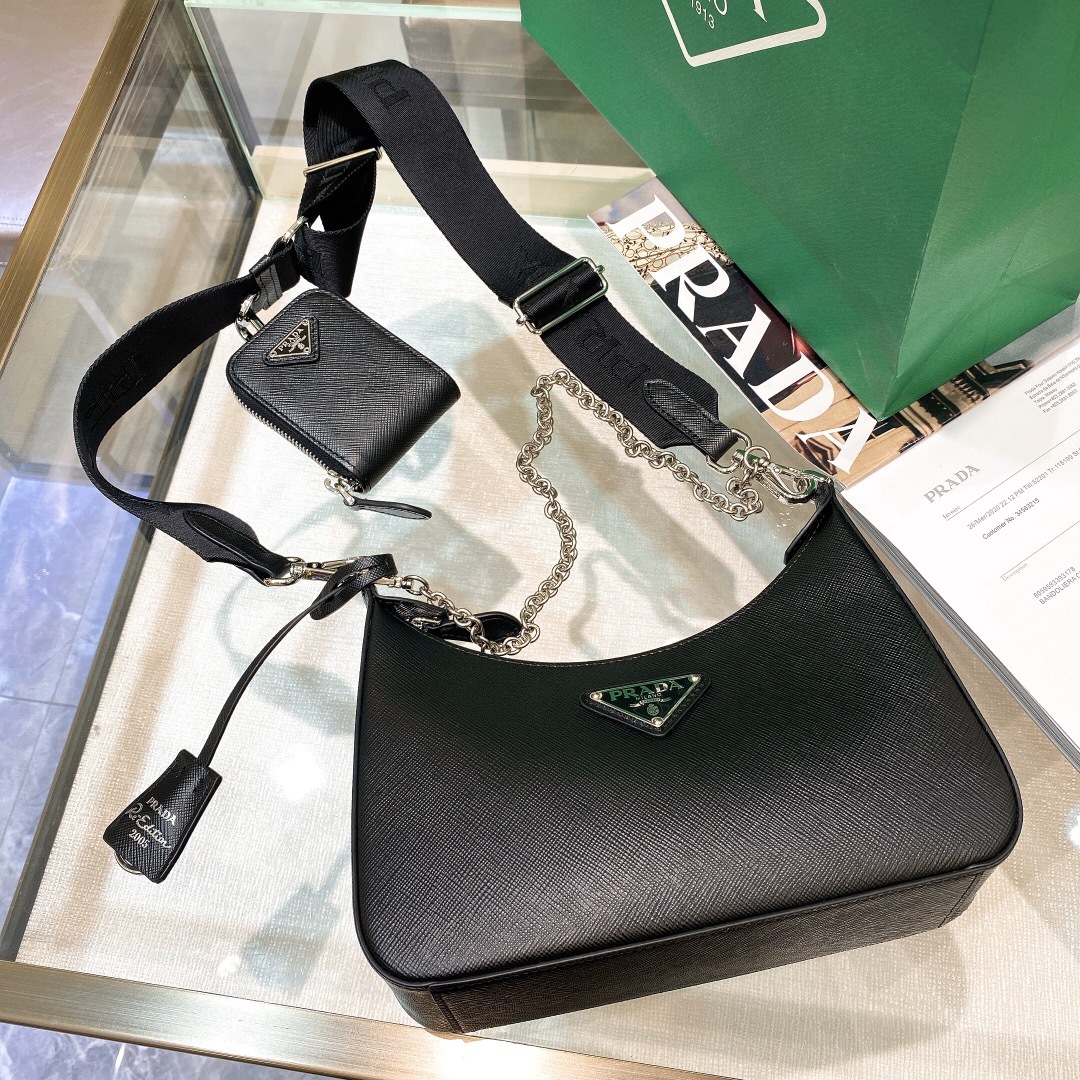 Pra Re-Edition 2005 Re-Nylon Mini Bag Black For Women, Women's Bags 8.6in/22cm 1NE204_R064_F0002