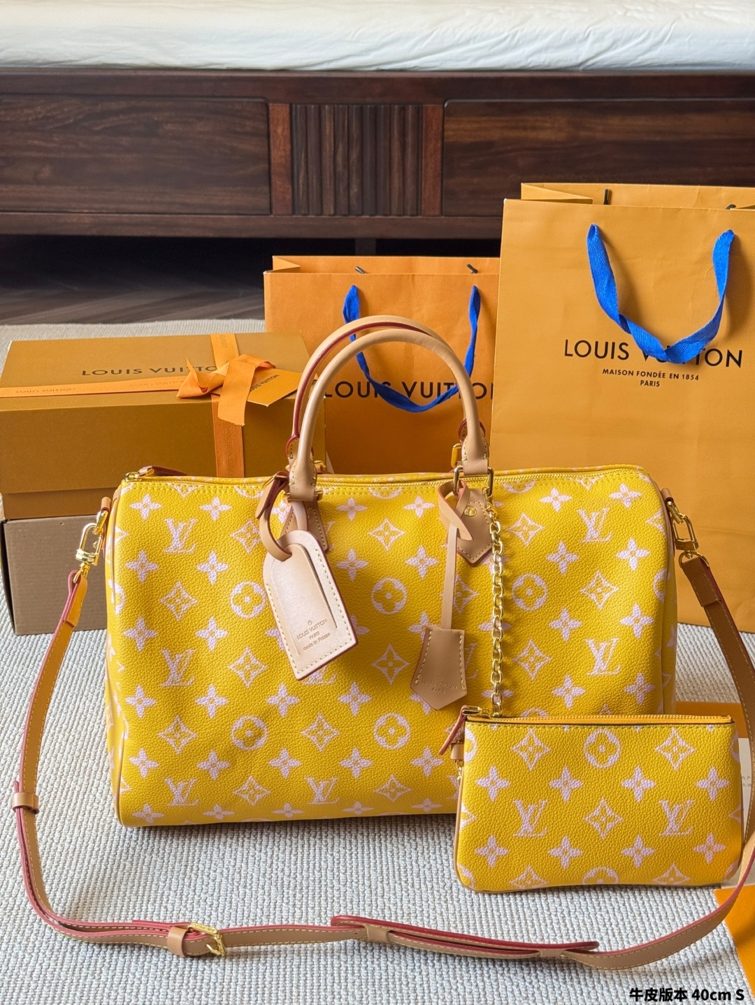 Louis new arrival yellow speedy bag size:40 cm