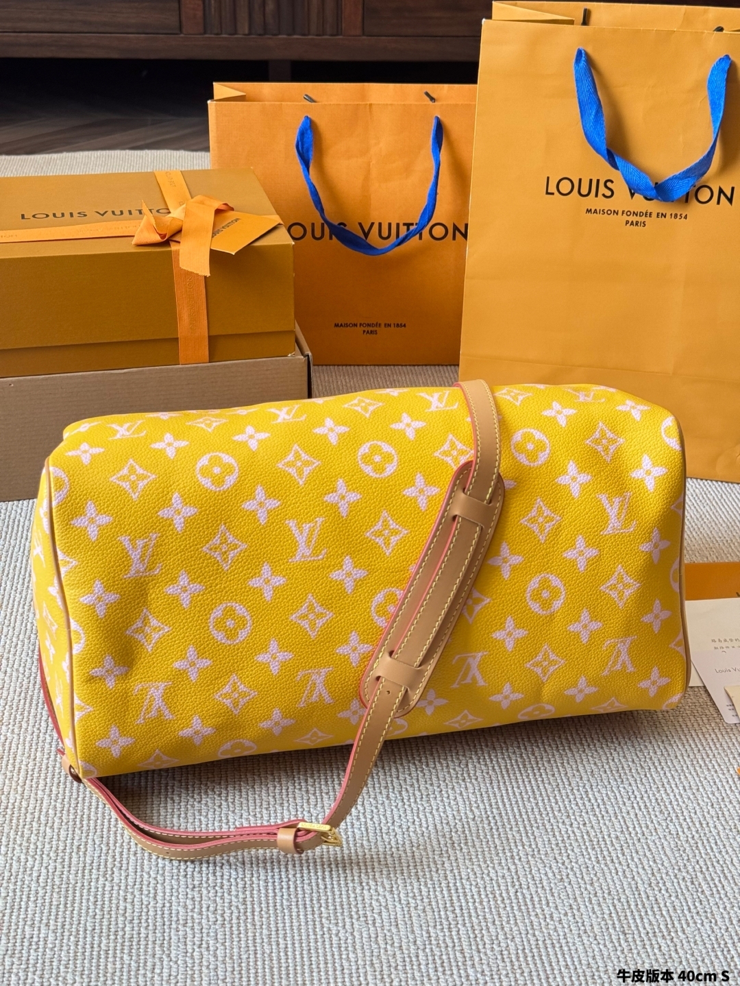 Louis new arrival yellow speedy bag size:40 cm