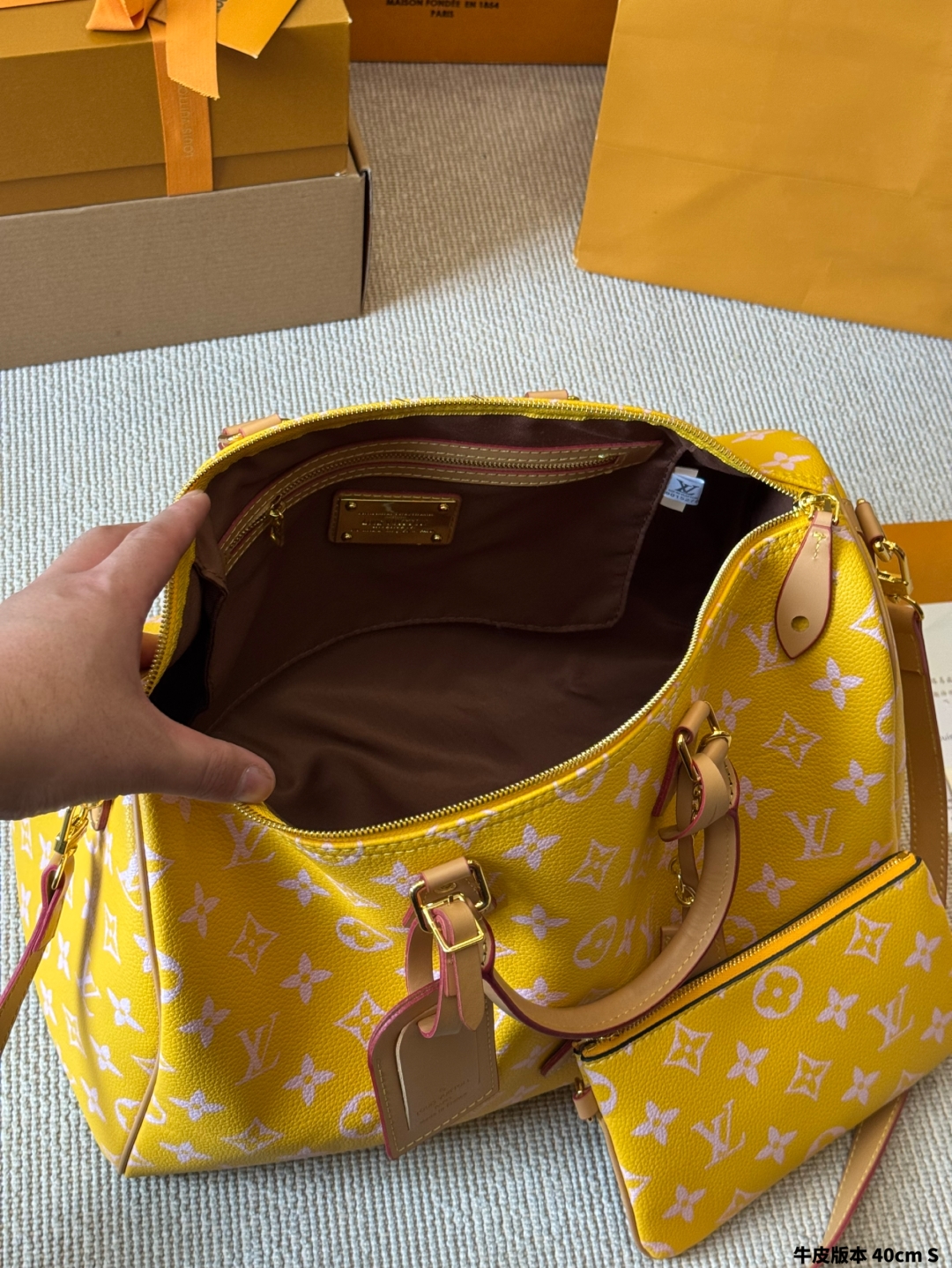 Louis new arrival yellow speedy bag size:40 cm