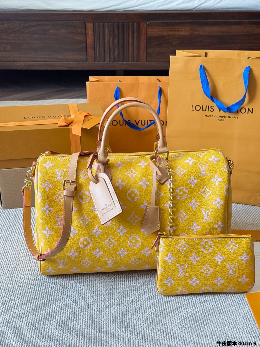 Louis new arrival yellow speedy bag size:40 cm